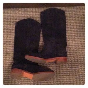 NWOT via spiga navy blue suede boots size 10